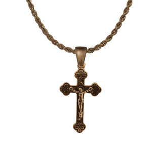 Vintage Bronze Little Clovers Crucifix