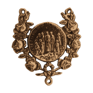 Vintage Bronze Rosary Center, Martyrs in a Rose Wreath