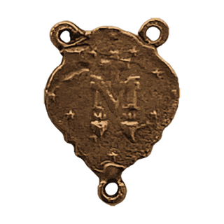 Vintage Bronze Miraculous Medal Rosary Center — reverse