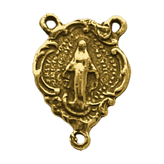 Vintage Yellow Bronze Miraculous Medal Rosary Center