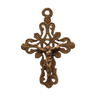 Vintage Bronze Elegant Scrollwork Crucifix