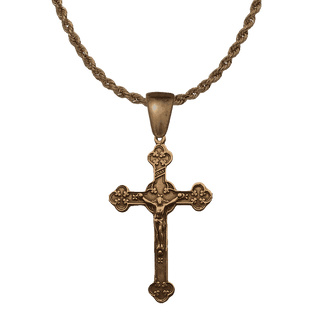 Vintage Bronze Clover End Crucifix