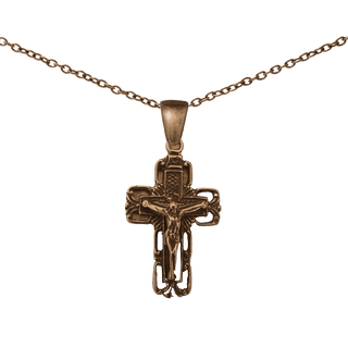 Vintage Bronze Open Square Crucifix with Rays