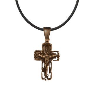 Vintage Bronze Open Square Crucifix with Rays