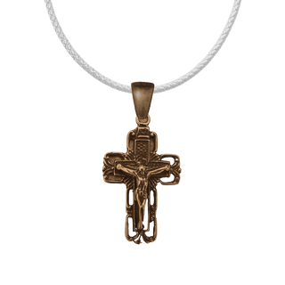 Vintage Bronze Open Square Crucifix with Rays