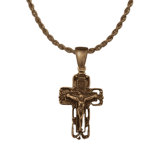 Vintage Bronze Open Square Crucifix with Rays