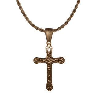Vintage Bronze Scrolled Palmette Crucifix