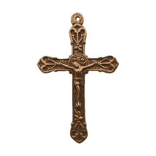 Vintage Bronze Scrolled Palmette Crucifix