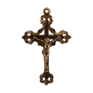 Vintage Bronze Flower Bud Openwork Crucifix
