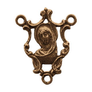 Vintage Bronze Veiled Madonna Rosary Center