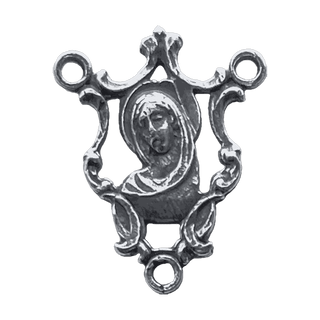 Vintage Sterling Silver Veiled Madonna Rosary Center