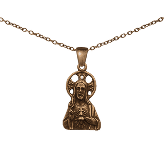 Vintage Bronze Sacred Heart of Jesus Figural Medal