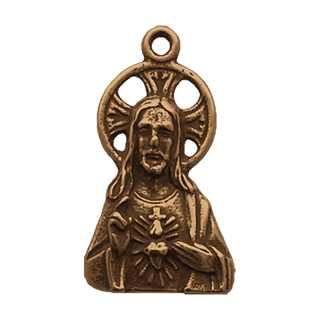 Vintage Bronze Sacred Heart of Jesus Figural Medal