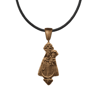 Vintage Bronze Crowned Virgin and Child with Cherub Medal