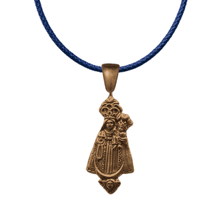 Vintage Bronze Crowned Virgin and Child with Cherub Medal