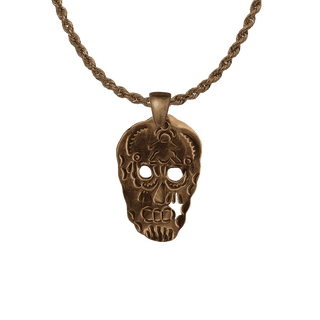 Vintage Bronze Memento Mori Skull Medal