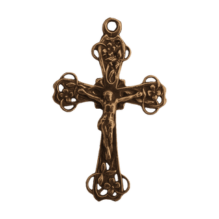 Vintage Bronze Flowered Openwork Crucifix