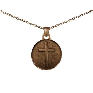 Vintage Bronze God Is Our Refuge Cross Medal, Psalm 46