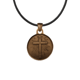 Vintage Bronze God Is Our Refuge Cross Medal, Psalm 46
