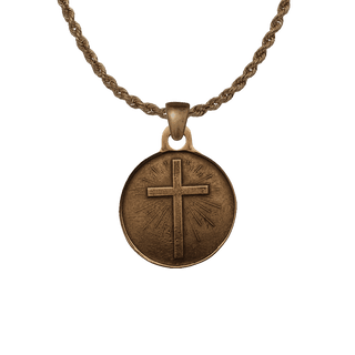 Vintage Bronze God Is Our Refuge Cross Medal, Psalm 46