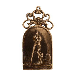 Vintage Bronze Crowned Our Lady of Fatima Medal