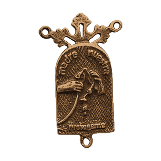 Vintage Bronze Untier of Knots Rosary Center — reverse
