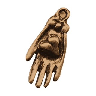 Vintage Bronze Hand with Heart Charm