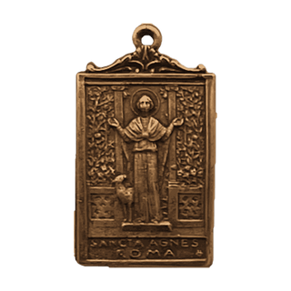 Vintage Bronze St. Agnes of Rome Plaque Medal