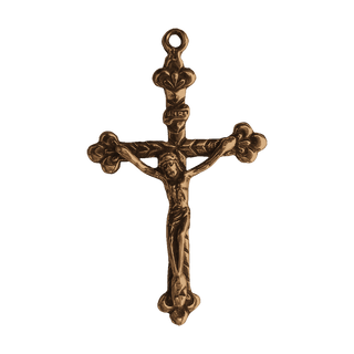 Vintage Bronze Fleur-de-Lis Crucifix