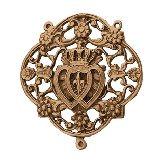 Vintage Bronze Ornate Twin Hearts Rosary Center