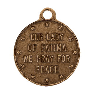 Vintage Bronze Our Lady of Fatima, Pray for Peace Medal — reverse