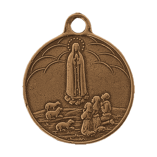 Vintage Bronze Our Lady of Fatima, Pray for Peace Medal
