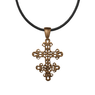 Vintage Bronze Cross of Lorraine, Openwork Filigree