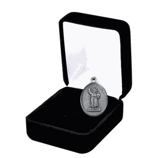 Vintage White Bronze Holy Child Jesus Medal