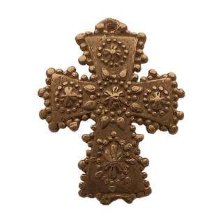 Vintage Bronze Small Curved Cross with Star Rosettes