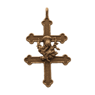 Vintage Bronze Cross of Lorraine with Thistle
