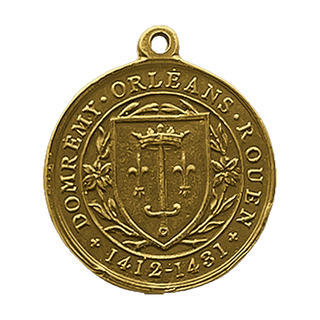 Vintage Yellow Bronze St. Joan of Arc Medal, Large — reverse