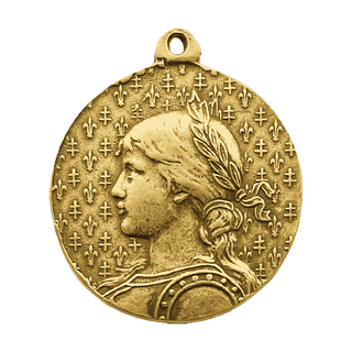 Vintage Yellow Bronze St. Joan of Arc Medal, Large