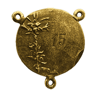 Vintage Yellow Bronze St. Cecilia Ornate Rosary Center — reverse