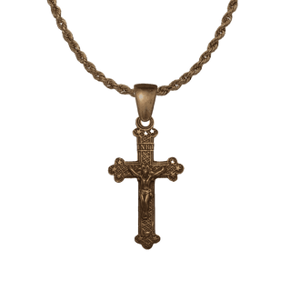 Vintage Bronze Ornate Crucifix with Stars