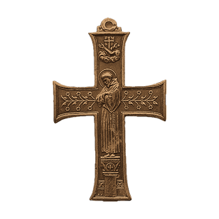 Vintage Bronze Art Nouveau St. Francis Blessing Cross