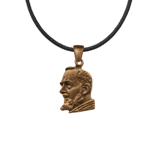 Vintage Bronze Padre Pio Figural Profile Medal