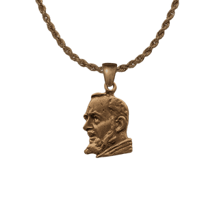 Vintage Bronze Padre Pio Figural Profile Medal