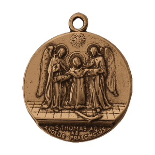 Vintage Bronze St. Thomas Aquinas Angelic Warfare Medal