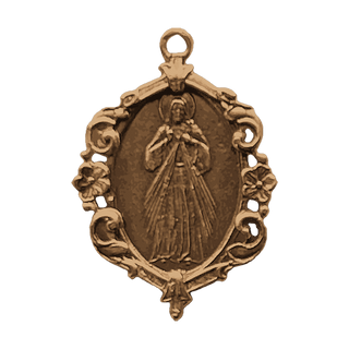 Vintage Bronze Divine Mercy Medal, Jesus I Trust in You