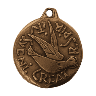 Vintage Bronze Veni Creator Spiritus Dove Medal