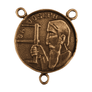 Vintage Bronze St. Joseph the Worker Rosary Center