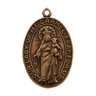 Vintage Bronze Our Lady of Mount Carmel Scapular Medal