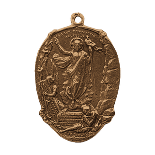Vintage Bronze Agnus Dei and He Is Risen Easter Medal — reverse