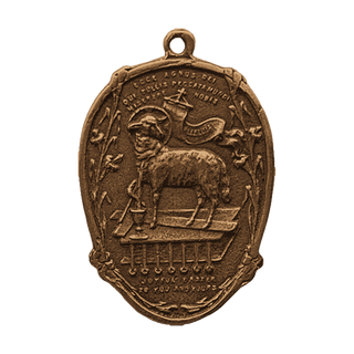 Vintage Bronze Agnus Dei and He Is Risen Easter Medal